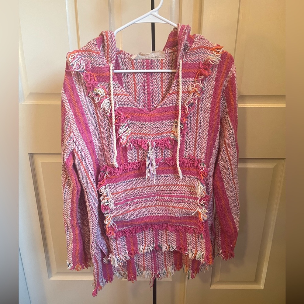 Jen's Pirate Booty Pink and White Striped Boho Hoodie Pullover